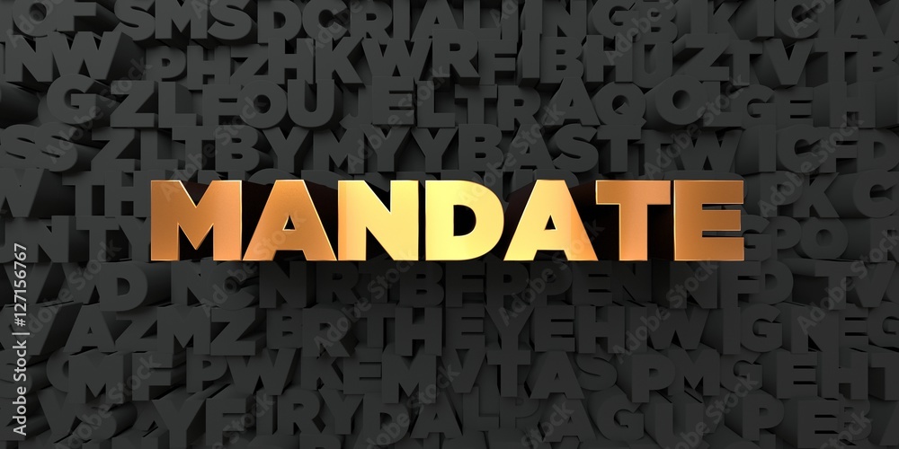 Fototapete mandate - gold text on black background - 3d rendered royalty free stock picture. this image can be 