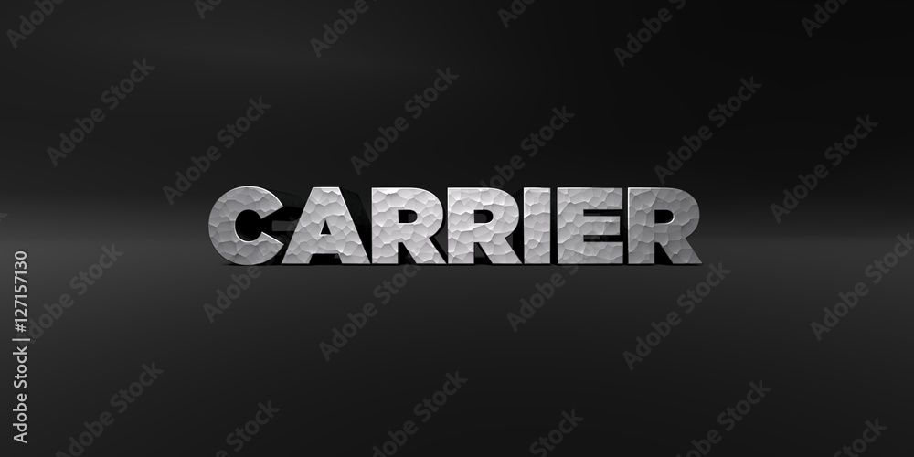 Fototapete carrier - hammered metal finish text on black studio - 3d rendered royalty free stock photo. this im
