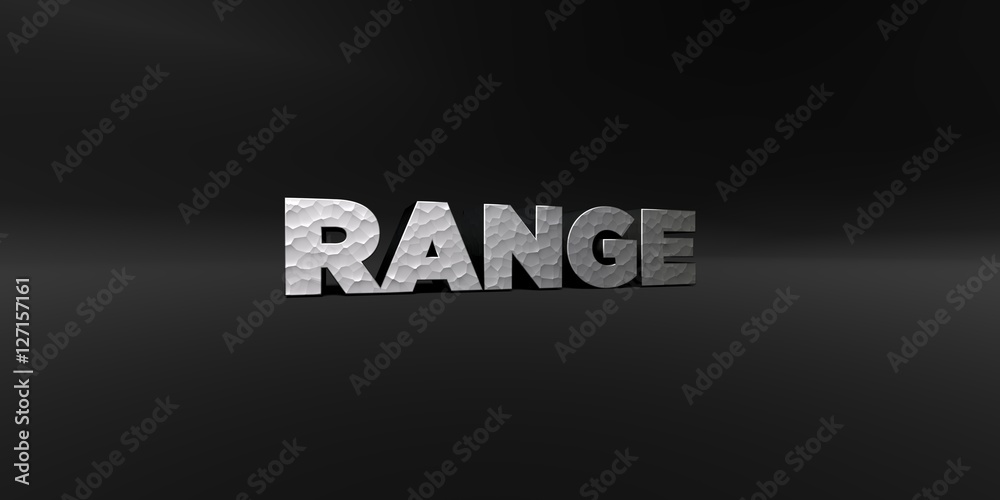 Fototapete range - hammered metal finish text on black studio - 3d rendered royalty free stock photo. this imag