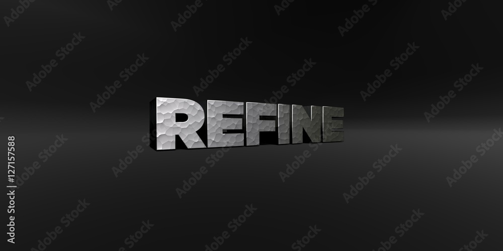 Fototapete refine - hammered metal finish text on black studio - 3d rendered royalty free stock photo. this ima