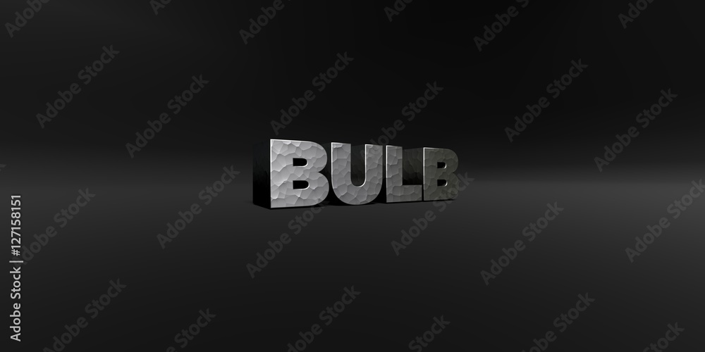 Fototapete bulb - hammered metal finish text on black studio - 3d rendered royalty free stock photo. this image