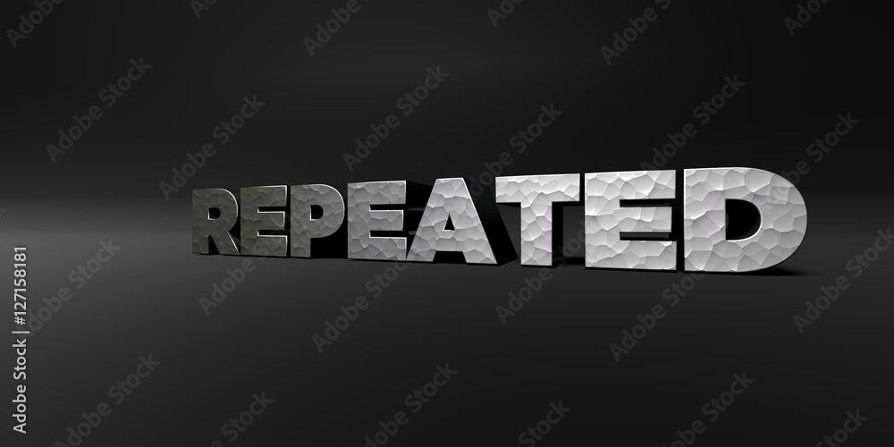 Fototapete repeated - hammered metal finish text on black studio - 3d rendered royalty free stock photo. this i