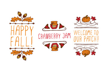 Hand drawn autumn elements with inscription
