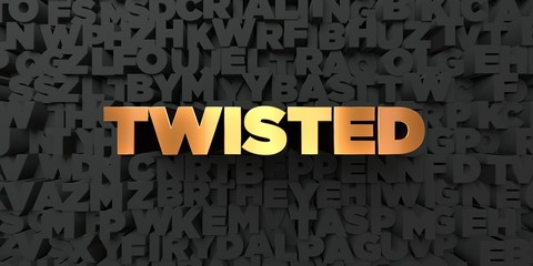 Twisted - Gold text on black background - 3D rendered royalty free stock picture. This image can be used for an online website banner ad or a print postcard.