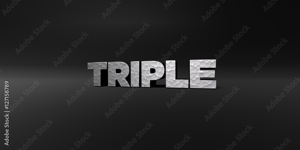 Fototapete triple - hammered metal finish text on black studio - 3d rendered royalty free stock photo. this ima
