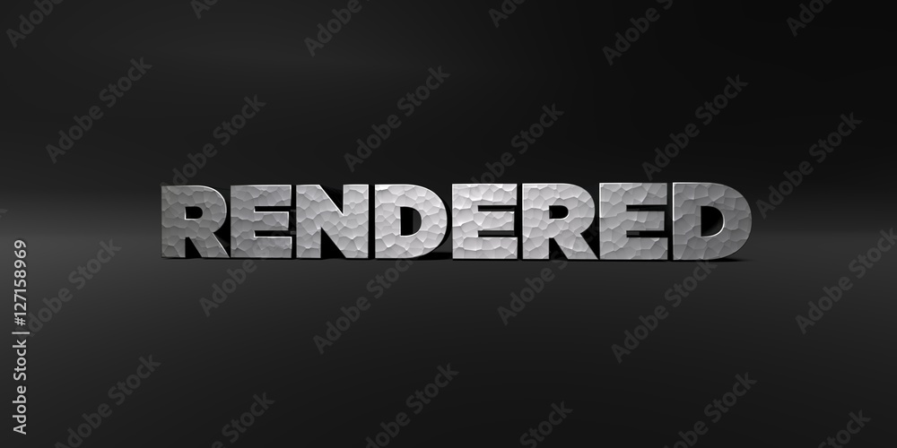 Fototapete rendered - hammered metal finish text on black studio - 3d rendered royalty free stock photo. this i