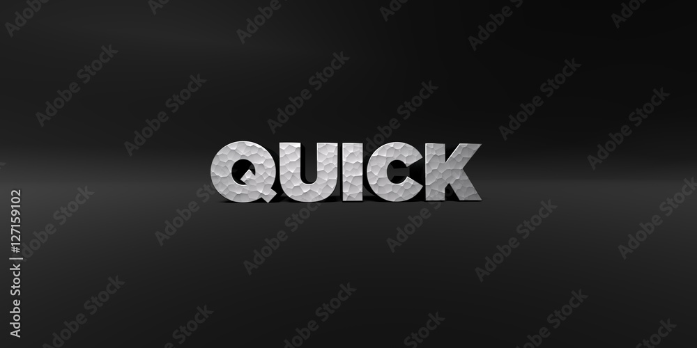 Fototapete quick - hammered metal finish text on black studio - 3d rendered royalty free stock photo. this imag