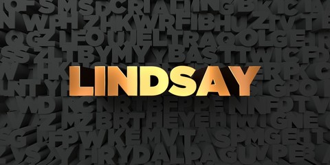 Lindsay - Gold text on black background - 3D rendered royalty free stock picture. This image can be used for an online website banner ad or a print postcard. © Chris Titze Imaging
