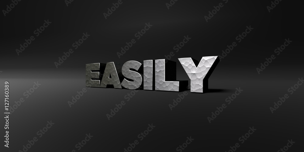 Fototapete easily - hammered metal finish text on black studio - 3d rendered royalty free stock photo. this ima