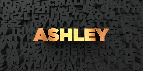 Ashley - Gold text on black background - 3D rendered royalty free stock picture. This image can be used for an online website banner ad or a print postcard.