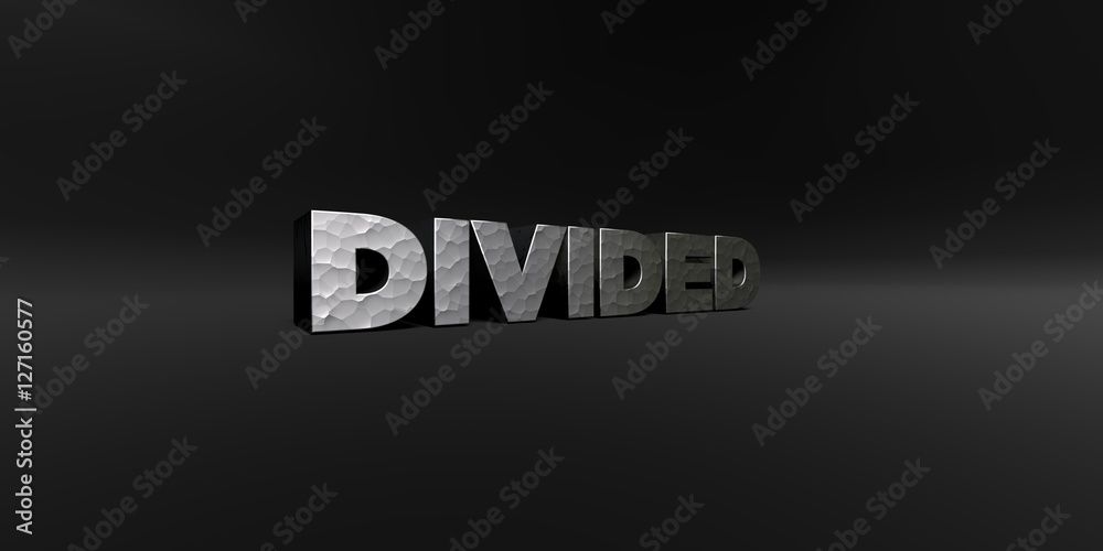 Fototapete divided - hammered metal finish text on black studio - 3d rendered royalty free stock photo. this im