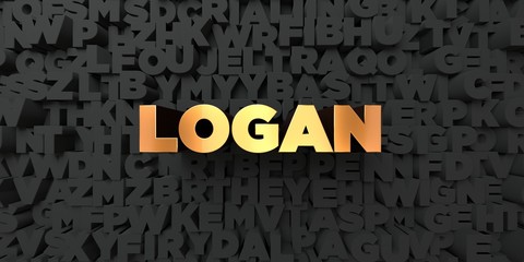 Logan - Gold text on black background - 3D rendered royalty free stock picture. This image can be used for an online website banner ad or a print postcard.