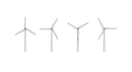 Vector image of wind turbines