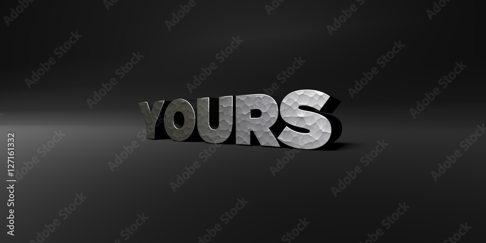 Fototapete yours - hammered metal finish text on black studio - 3d rendered royalty free stock photo. this imag