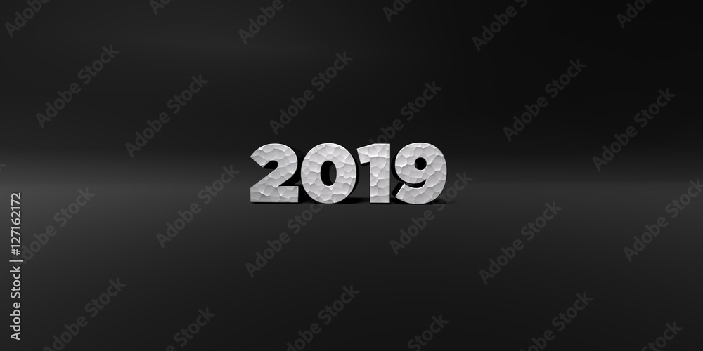 Fototapete 2019 - hammered metal finish text on black studio - 3d rendered royalty free stock photo. this image