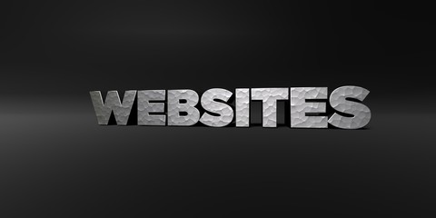 WEBSITES - hammered metal finish text on black studio - 3D rendered royalty free stock photo. This image can be used for an online website banner ad or a print postcard.