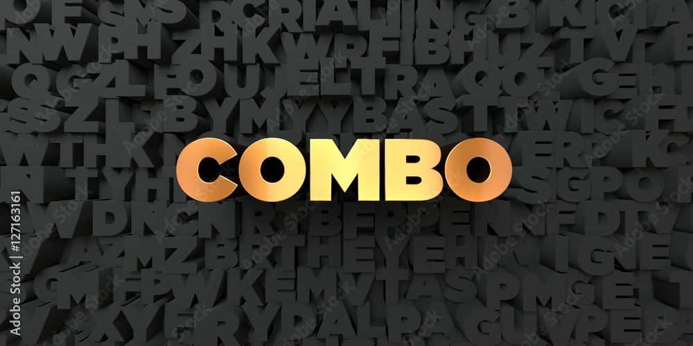 Fototapete combo - gold text on black background - 3d rendered royalty free stock picture. this image can be us