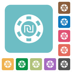 New Shekel casino chip flat icons