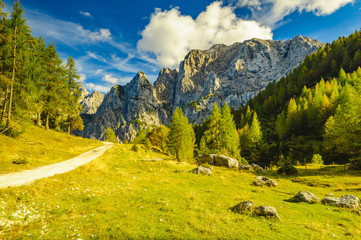 Autumn in the Julian Alps, the pass Wrszicz, Slovenia