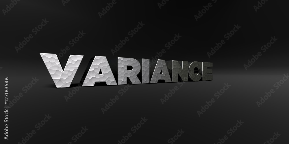 Fototapete variance - hammered metal finish text on black studio - 3d rendered royalty free stock photo. this i