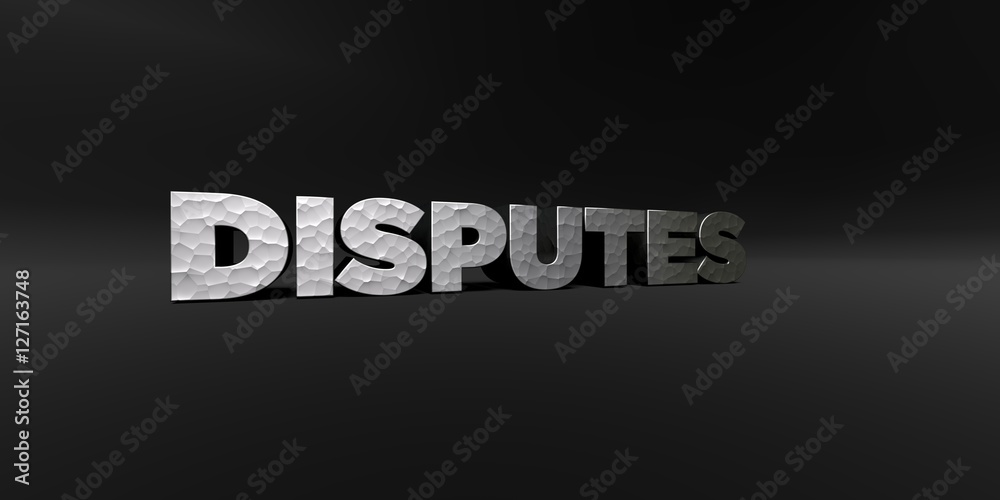 Fototapete disputes - hammered metal finish text on black studio - 3d rendered royalty free stock photo. this i