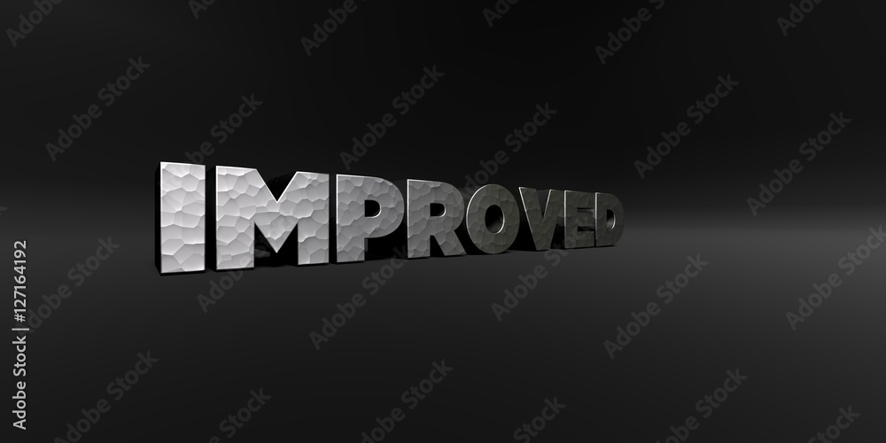 Fototapete improved - hammered metal finish text on black studio - 3d rendered royalty free stock photo. this i
