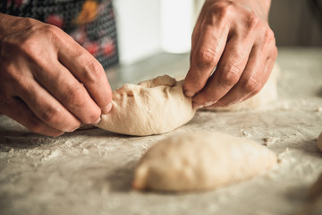 homemade cakes of the dough in the women's hands