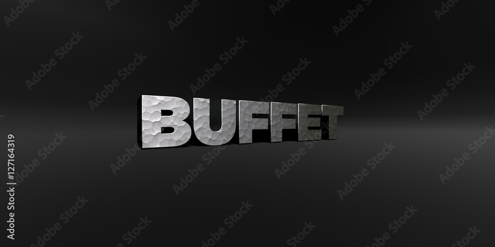 Fototapete buffet - hammered metal finish text on black studio - 3d rendered royalty free stock photo. this ima