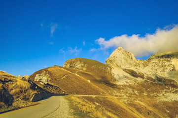 Autumn in the Julian Alps,Mangart peak, Predil Pass, Slovenia