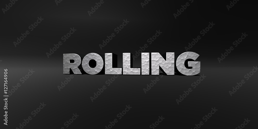 Fototapete rolling - hammered metal finish text on black studio - 3d rendered royalty free stock photo. this im