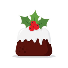 Traditional Christmas Pudding with Holly