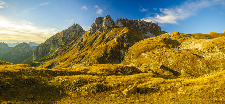 Autumn in the Julian Alps,Mangart peak, Predil Pass, Slovenia