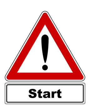 Warnschild mit Ausrufezeichen und Zusatzinformation