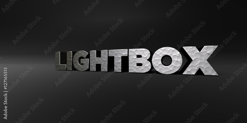 Fototapete lightbox - hammered metal finish text on black studio - 3d rendered royalty free stock photo. this i