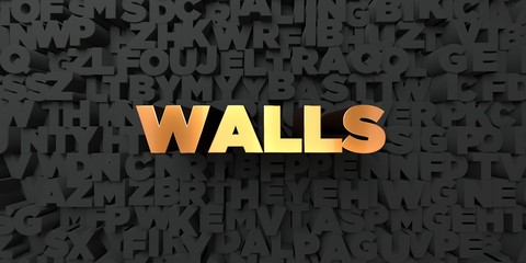 Walls - Gold text on black background - 3D rendered royalty free stock picture. This image can be used for an online website banner ad or a print postcard.