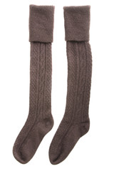 
Brown knitted socks isolated on white background