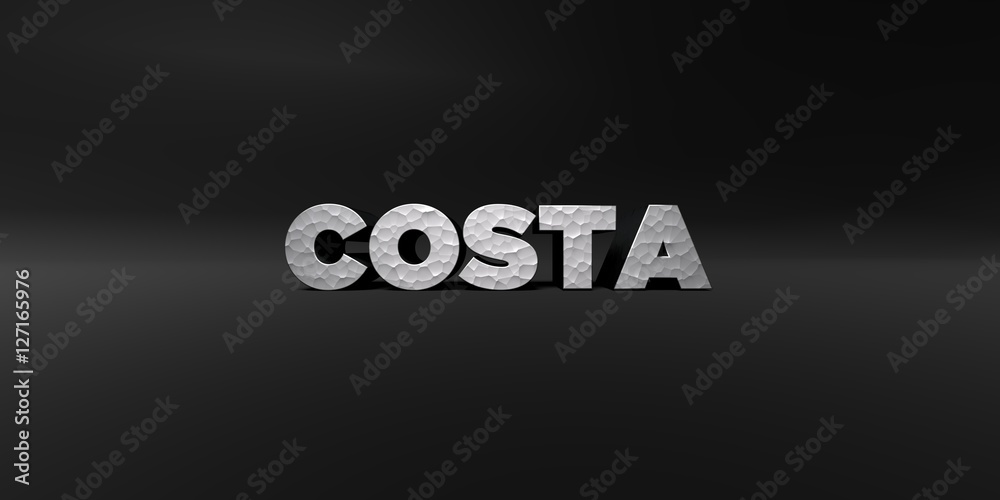 Fototapete costa - hammered metal finish text on black studio - 3d rendered royalty free stock photo. this imag