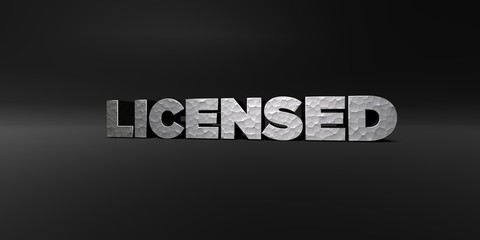 LICENSED - hammered metal finish text on black studio - 3D rendered royalty free stock photo. This image can be used for an online website banner ad or a print postcard.