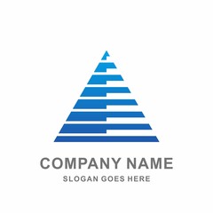 Fototapeta premium Geometric Triangle Pyramid Negative Strips Architecture Engineering Business Company Stock Vector Logo Design Template