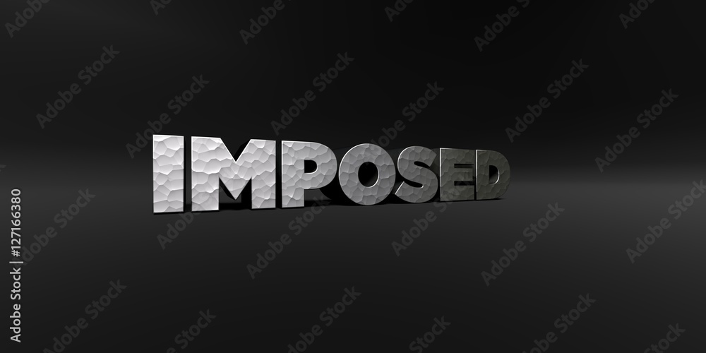 Fototapete imposed - hammered metal finish text on black studio - 3d rendered royalty free stock photo. this im