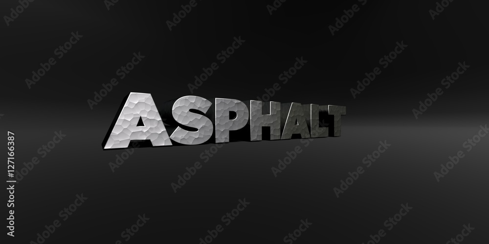 Fototapete asphalt - hammered metal finish text on black studio - 3d rendered royalty free stock photo. this im