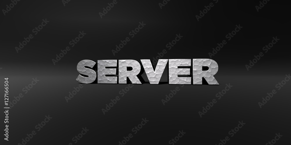 Fototapete server - hammered metal finish text on black studio - 3d rendered royalty free stock photo. this ima