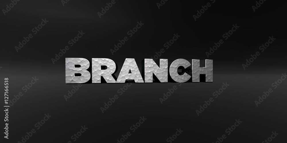 Fototapete branch - hammered metal finish text on black studio - 3d rendered royalty free stock photo. this ima