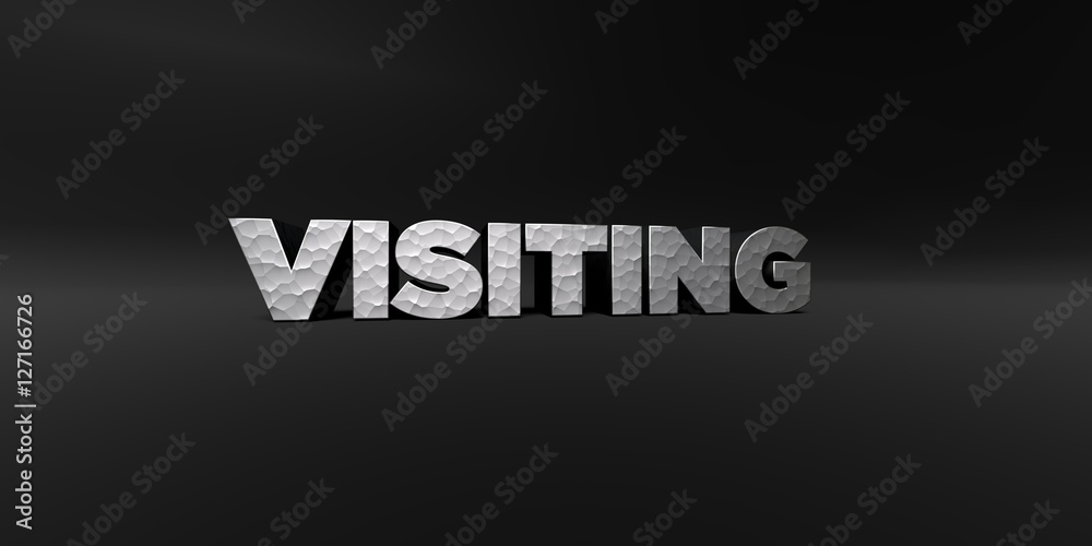 Fototapete visiting - hammered metal finish text on black studio - 3d rendered royalty free stock photo. this i