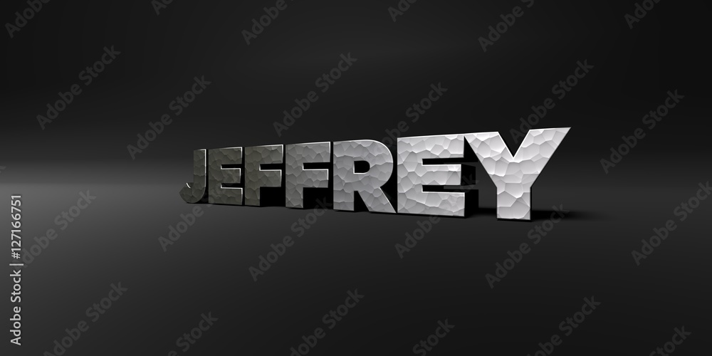 Fototapete jeffrey - hammered metal finish text on black studio - 3d rendered royalty free stock photo. this im