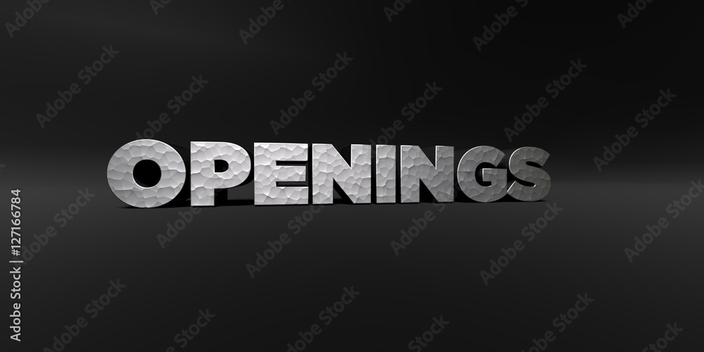 Fototapete openings - hammered metal finish text on black studio - 3d rendered royalty free stock photo. this i