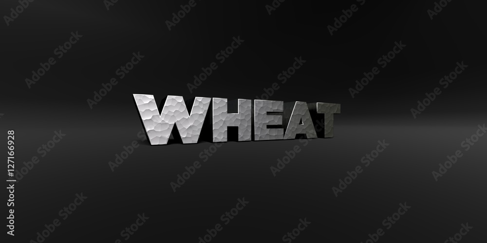 Fototapete wheat - hammered metal finish text on black studio - 3d rendered royalty free stock photo. this imag