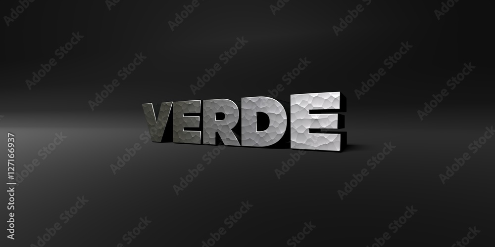 Fototapete verde - hammered metal finish text on black studio - 3d rendered royalty free stock photo. this imag