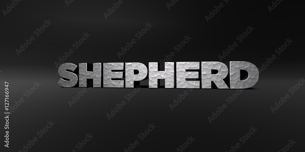 Fototapete shepherd - hammered metal finish text on black studio - 3d rendered royalty free stock photo. this i