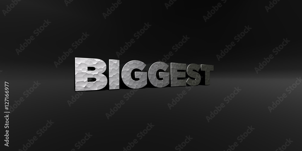 Fototapete biggest - hammered metal finish text on black studio - 3d rendered royalty free stock photo. this im